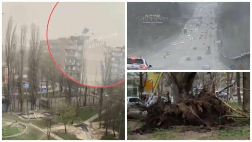 Пилова буря з Сахари накрила Київ: вітер вириває фасади будівель та дерева з корінням, – ВІДЕО