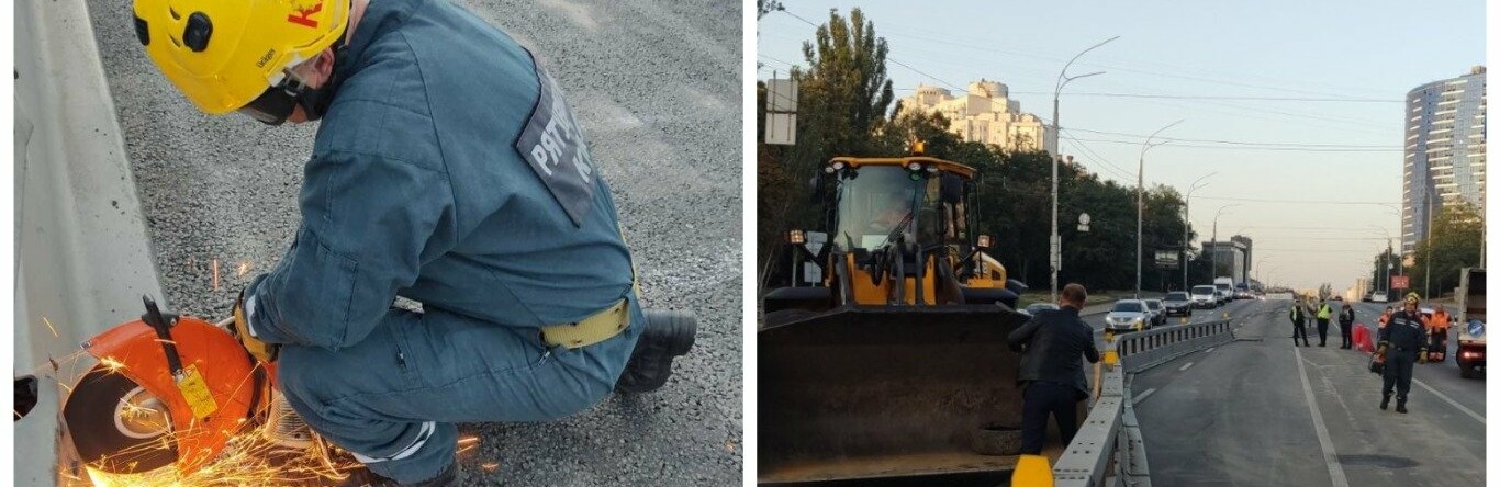 У Києві автівка знесла металевий відбійник, - ФОТО