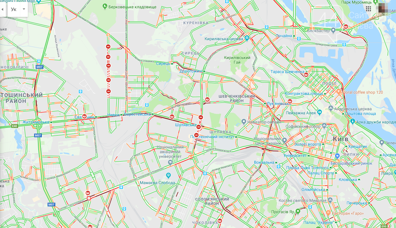 Карта кирова с пробками