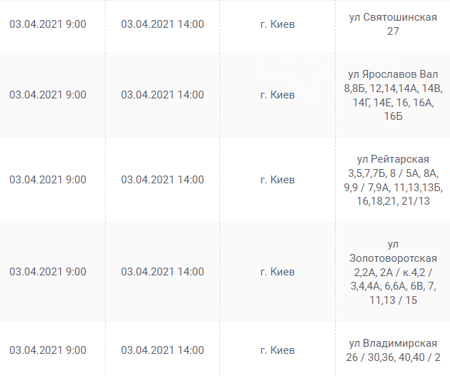 кто останется без света в Киеве завтра, 3 апреля., Скриншот