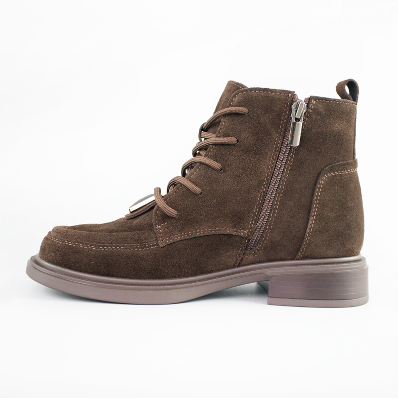 Черевики жіночі замшеві хутро 592651 Коричневі - Зображення 2