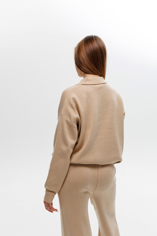 Трикотажний жіночий костюм, oversize 594411 Бежевий - Зображення 5