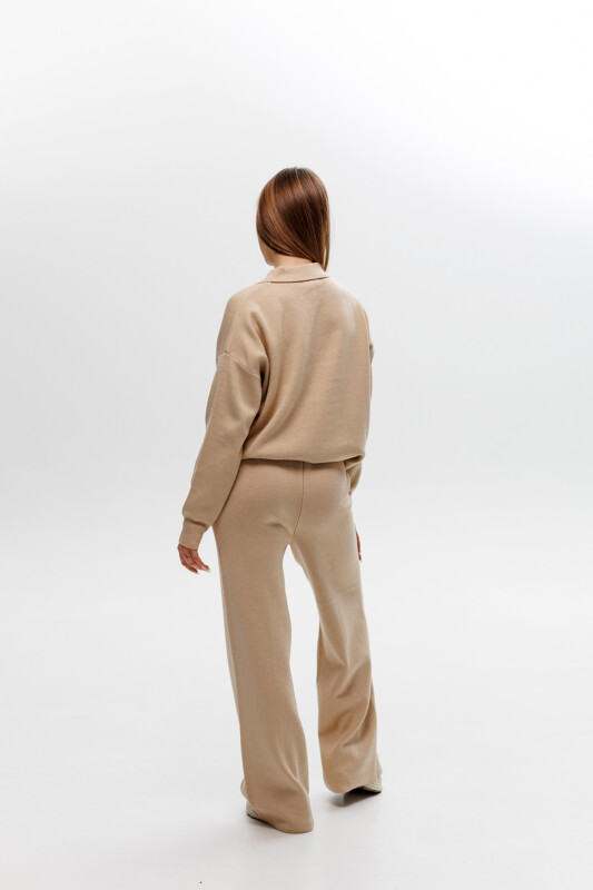Трикотажний жіночий костюм, oversize 594411 Бежевий - Зображення 6