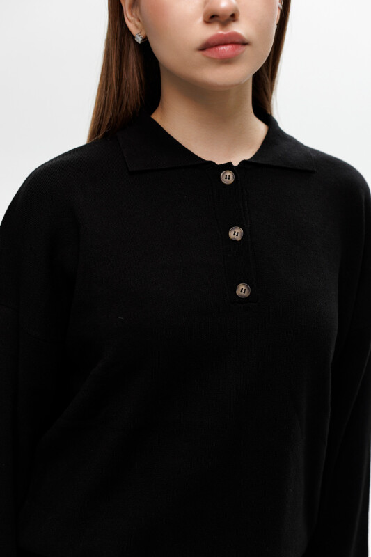 Трикотажний жіночий костюм, oversize 594412 Чорний - Зображення 3