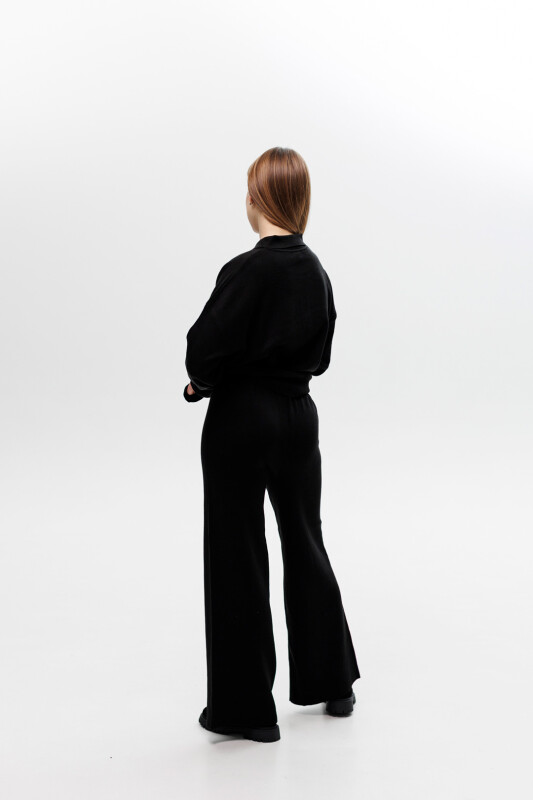 Трикотажний жіночий костюм, oversize 594412 Чорний - Зображення 5