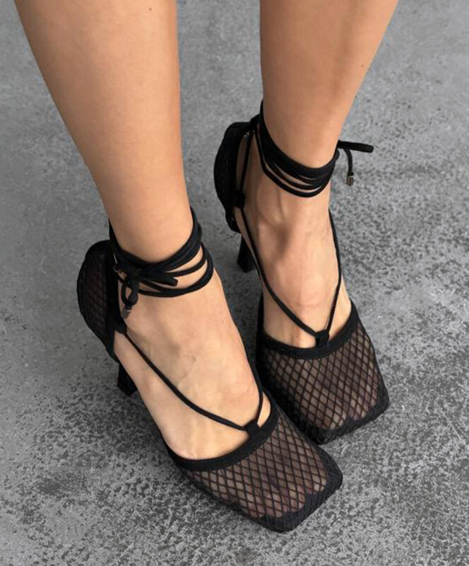 Туфлі босоніжки сіточка 595609 Чорні - Зображення 7