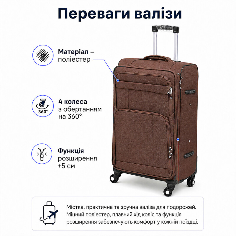 Валіза маленька S 40 л 595732 Кава - Зображення 3