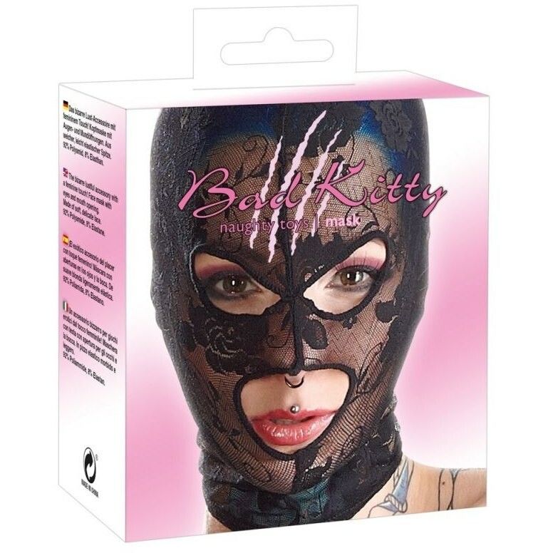 Мереживна маска на голову в отворами для очей і рота Bad Kitty «Mask Lace»