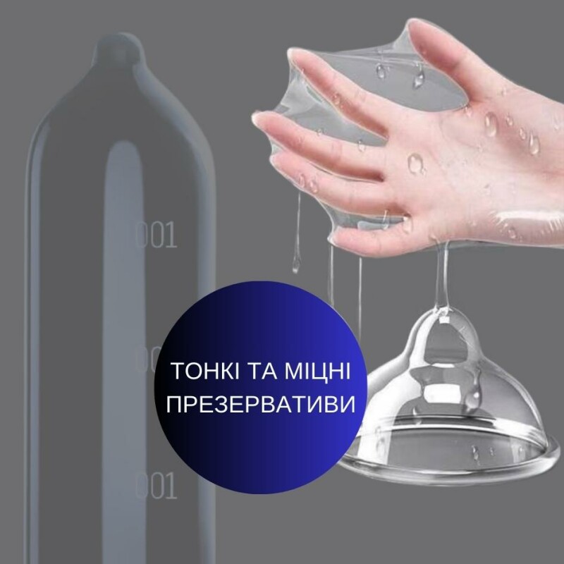 Презервативи з великими пупирками OLO 0.01 мм Zero з гіалуроновою кислотою, 10шт/уп - Зображення 1