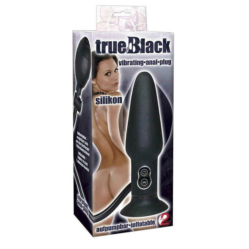 Анальна вібропробка-Розширювач " True Black Vibrating Butt Plug