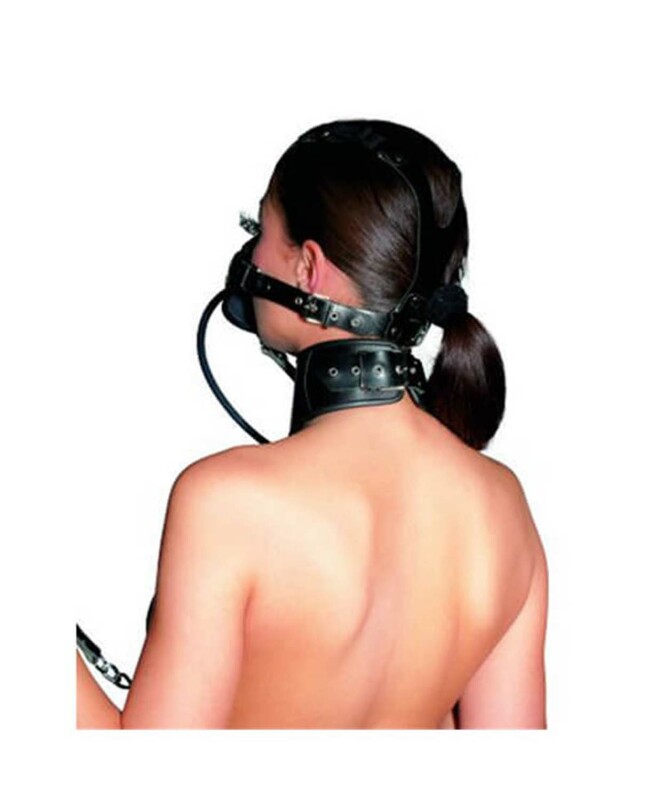 Leather Head Mask-Маска з кляпом і нашийником - Зображення 2