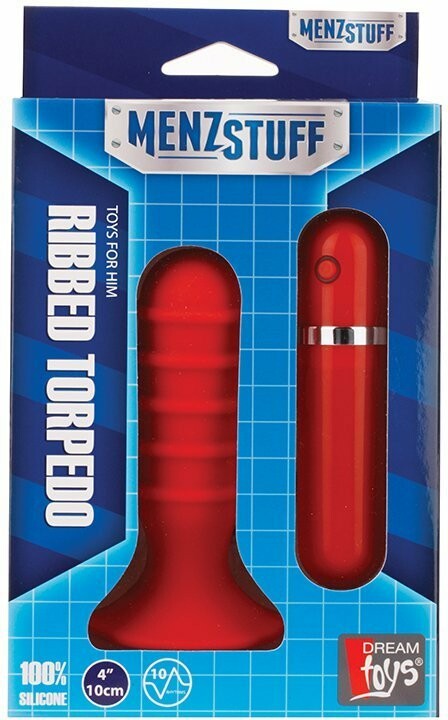 Анальна пробка з вібрацією Dream Toys Menzstuff Ribbed Torpedo, червона, 10 х 3 см - Изображение 1