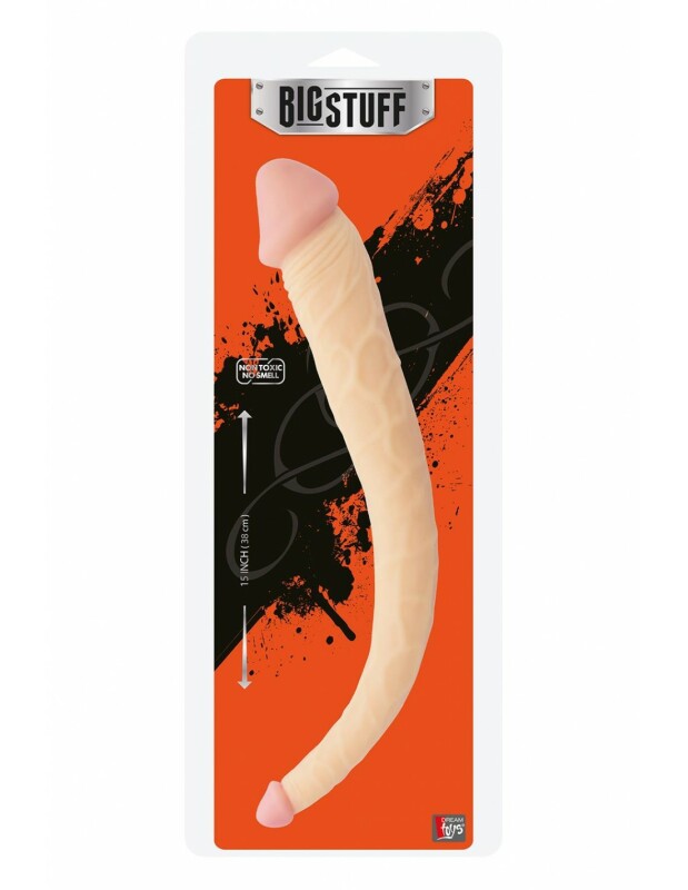 Фалоімітатор подвійний Dream Toys BigStuff, бежевий, 38.1 х 4.6 та 2.2 см - Изображение 1