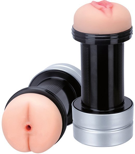 Мастурбатор подвійний Dreamtoys RealStuff вагіна та анус, бежевий, 17.8 х 7.9 см