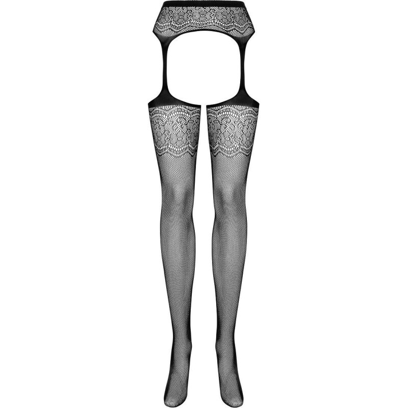 Панчохи з поясом Obsessive S207, чорні, XL / XXL - Изображение 7