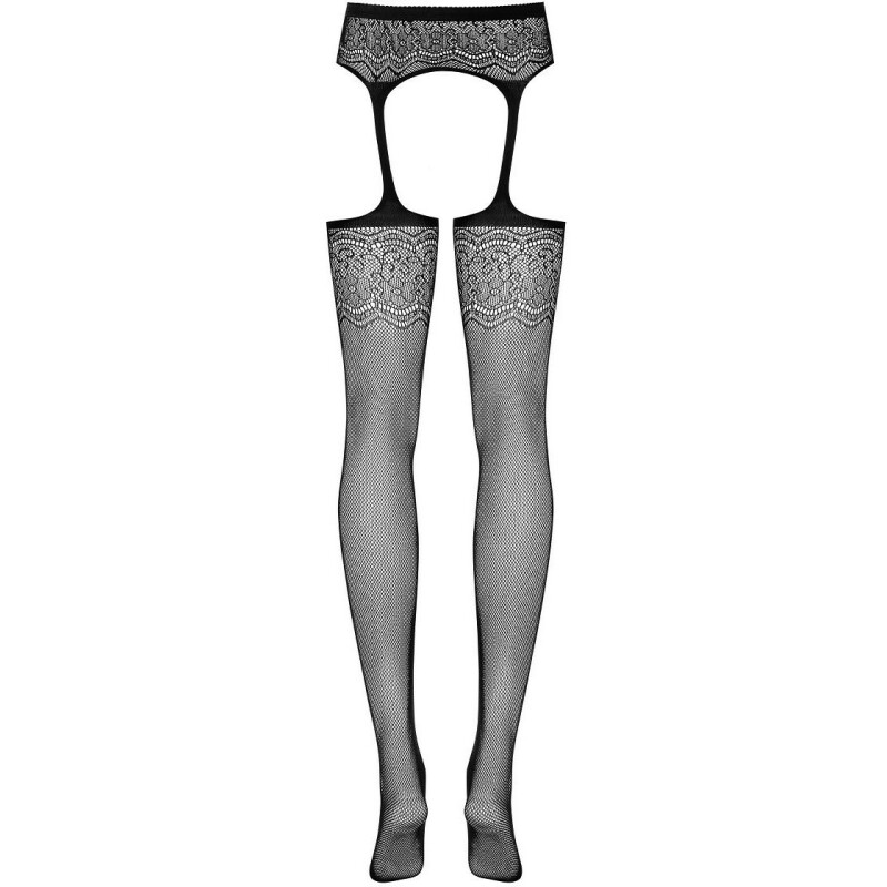 Панчохи з поясом Obsessive S207, чорні, XL / XXL - Изображение 8