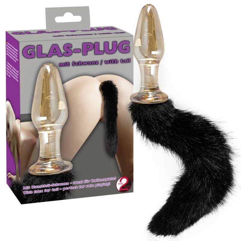 Анальна пробка з хвостом Glass Plug With Tail - Зображення 6
