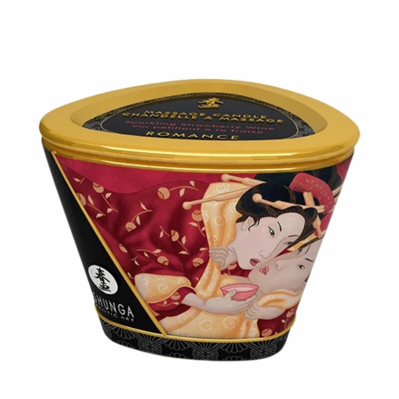 Масажна свічка Shunga Sparkling Strawberry Wine з ароматом полуничного вина, 170 мл - Зображення 2