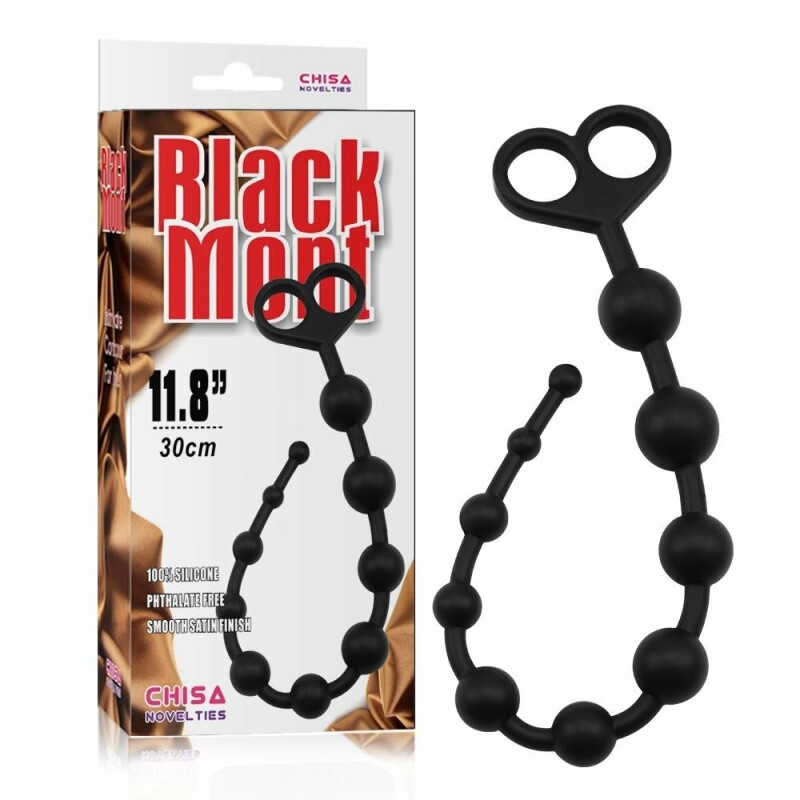 Анальне намисто Chisa Black Mont, силікон, чорні, 30 см х 2.5 см