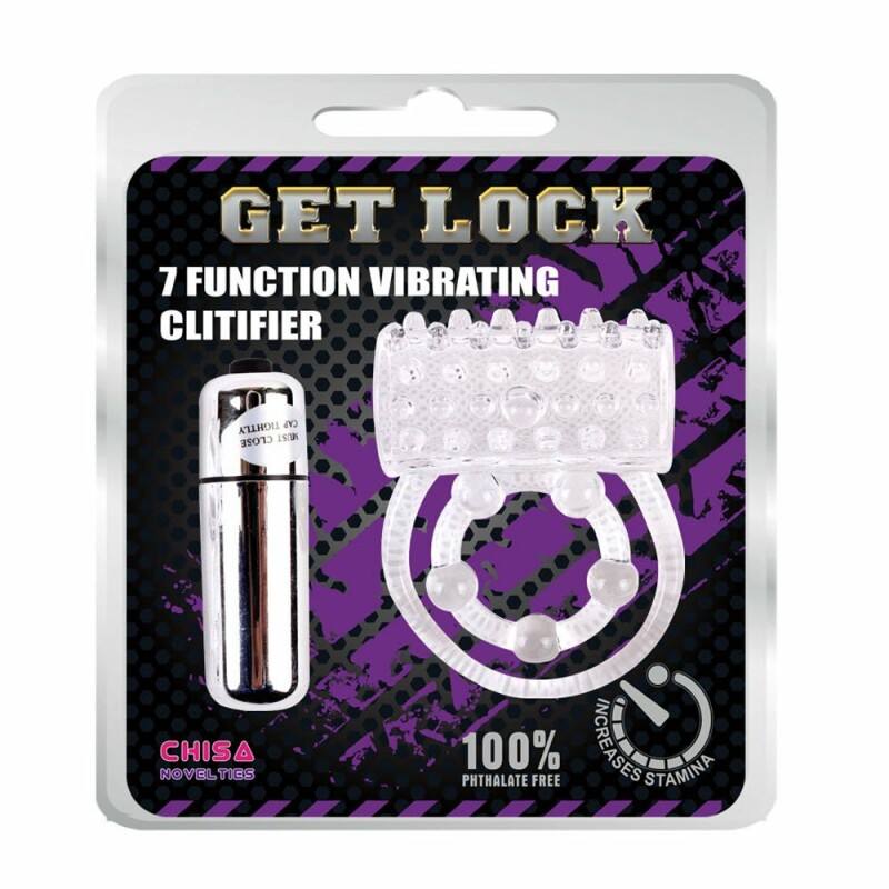 Кільце ерекційне подвійне, з вібрацією Chisa Get Lock прозоре, 4.3 х 2.3 см - Изображение 1