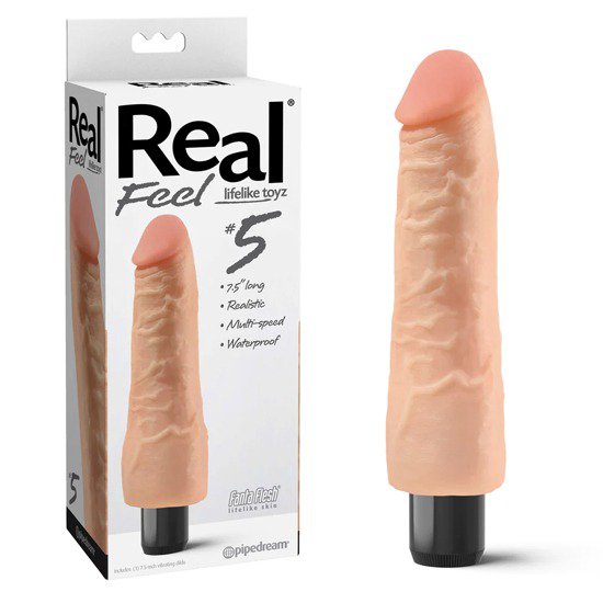 Вібратор з кібершкіри Pipedream Real Feel багатошвидкісний, бежевий, 19 х 3.5 см