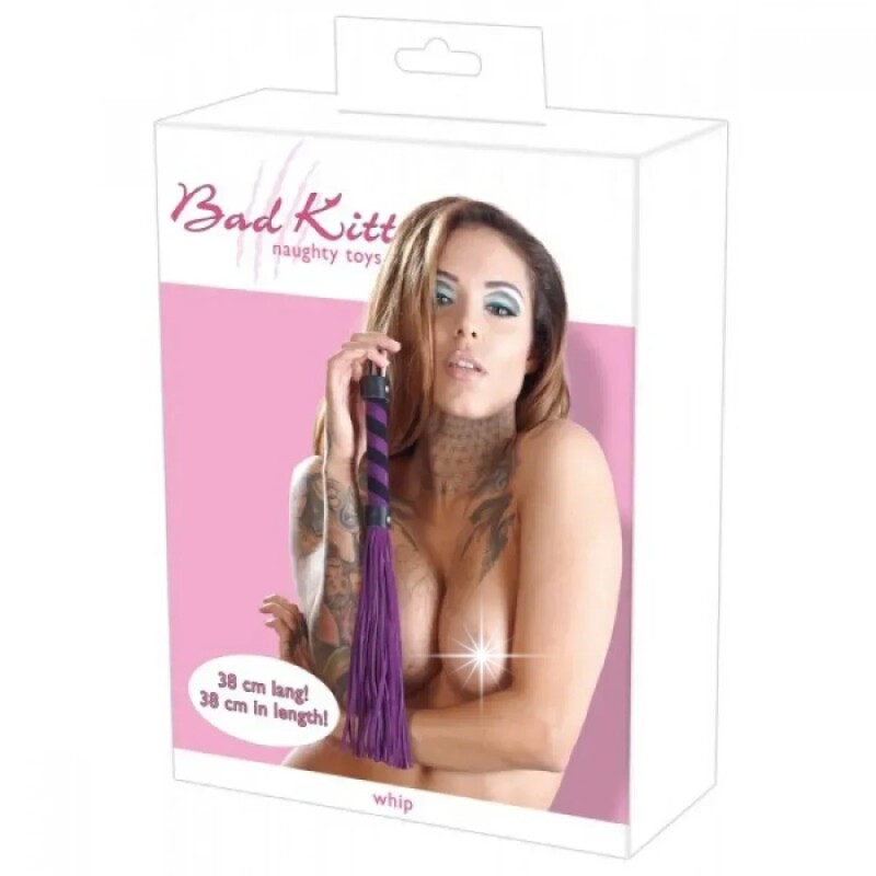 Батіг із замші Bad Kitty, фіолетовий з чорним, 38 см