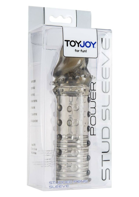 Насадка на пеніс Toy Joy Power Stud Sleeve рельєфна, подовжуваюча, прозора, 15.5 х 3 см - Зображення 1