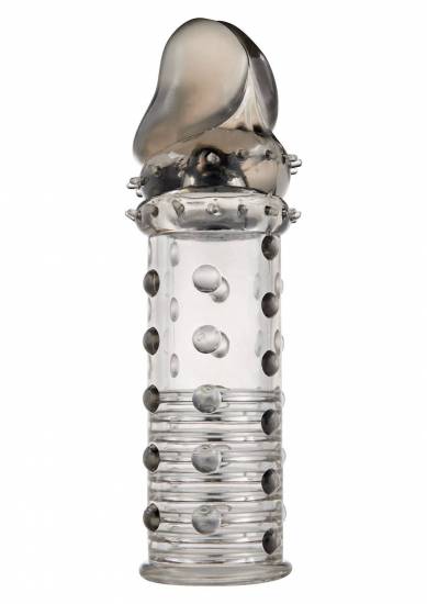Насадка на пеніс Toy Joy Power Stud Sleeve рельєфна, подовжуваюча, прозора, 15.5 х 3 см