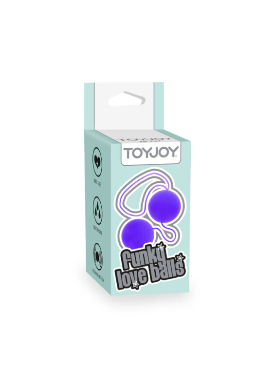 Вагінальні кульки зі зміщеним центром ваги TOY JOY на м'якій зчіпці, фіолетові, 22 х 3.5 см - Зображення 1