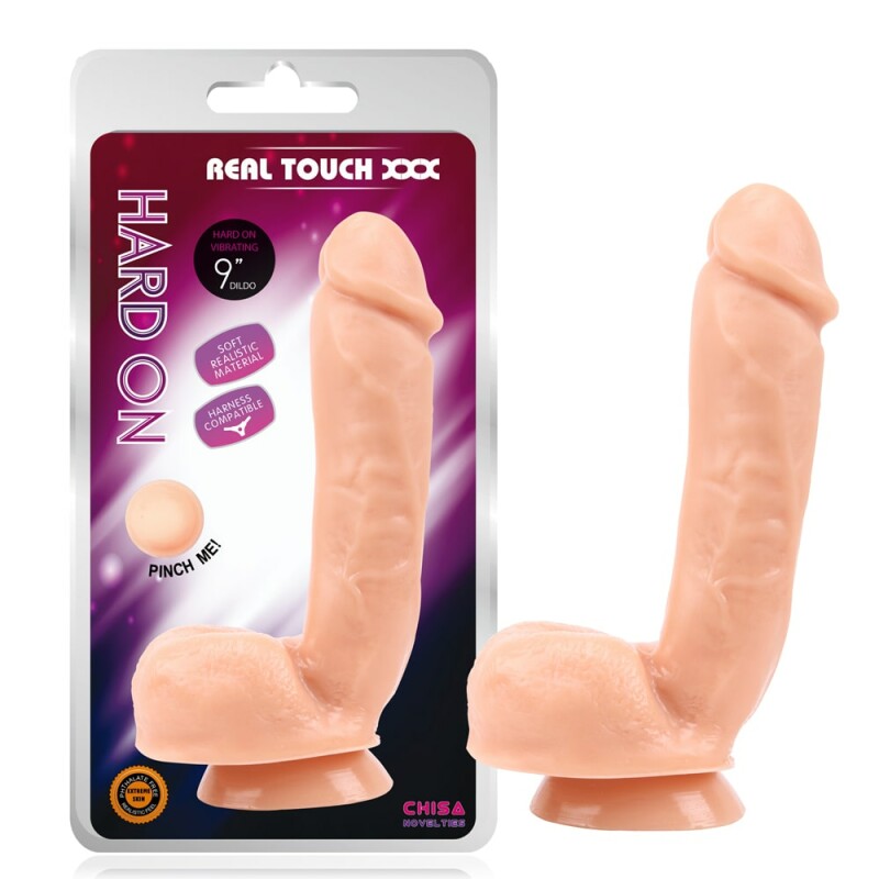 Фалоімітатор реалістичний на присосці Chisa Real Touch з мошонкою, бежевий, 22 х 4.8 см
