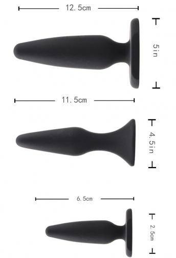 Набір анальних пробок Chisa Anal Traimer Kit, силікон, 3 шт, чорний - Изображение 9
