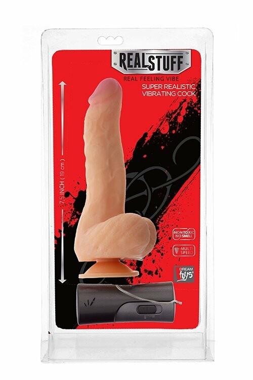 Вібратор реалістичний з пультом Dream Toys на присоску, тілесний, 19 см х 4.5 см - Зображення 1