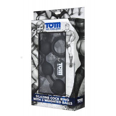Анальні кульки Tom of Finland Cock Ring with 3 Weighted Balls - Изображение 1