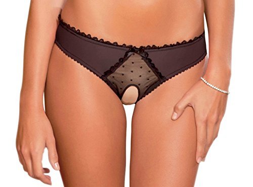 Трусики чорні Rene Rofe CROTCHLESS FRILLS PANTY S/M