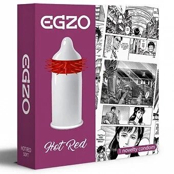 Презерватив зі стимулюючими вусиками EGZO Hot Red