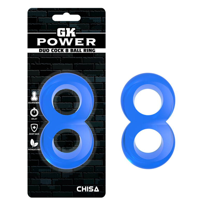 Ерекційне кільце на член подвійне Chisa GK Power, блакитне, 2.6 см