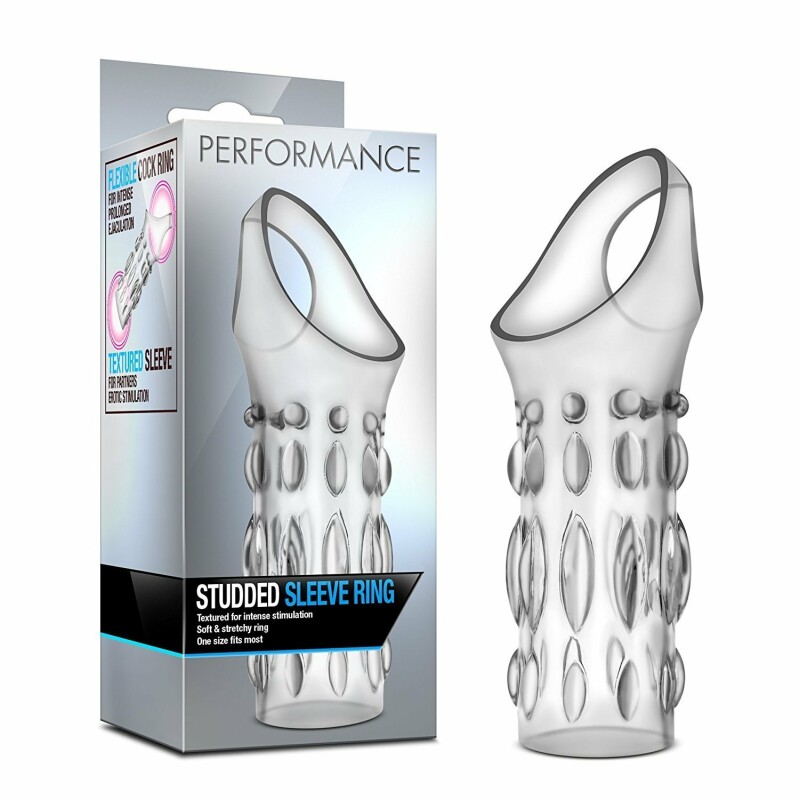 Насадка на пеніс рельєфна Blush Performance з петлею на мошонку, прозора, 11 х 3.4 см