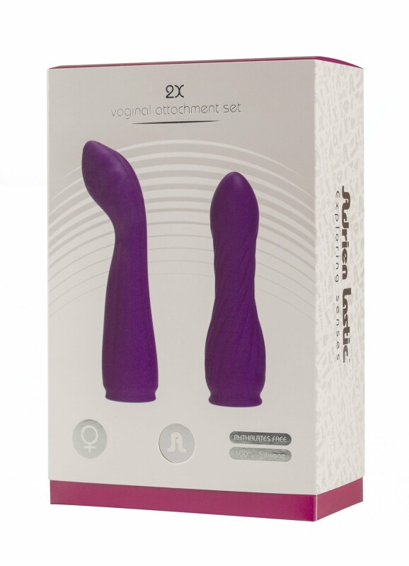 Насадки для вібратора Adrien Lastic 2X Vaginal Set фіолетові, 2 шт - Изображение 1