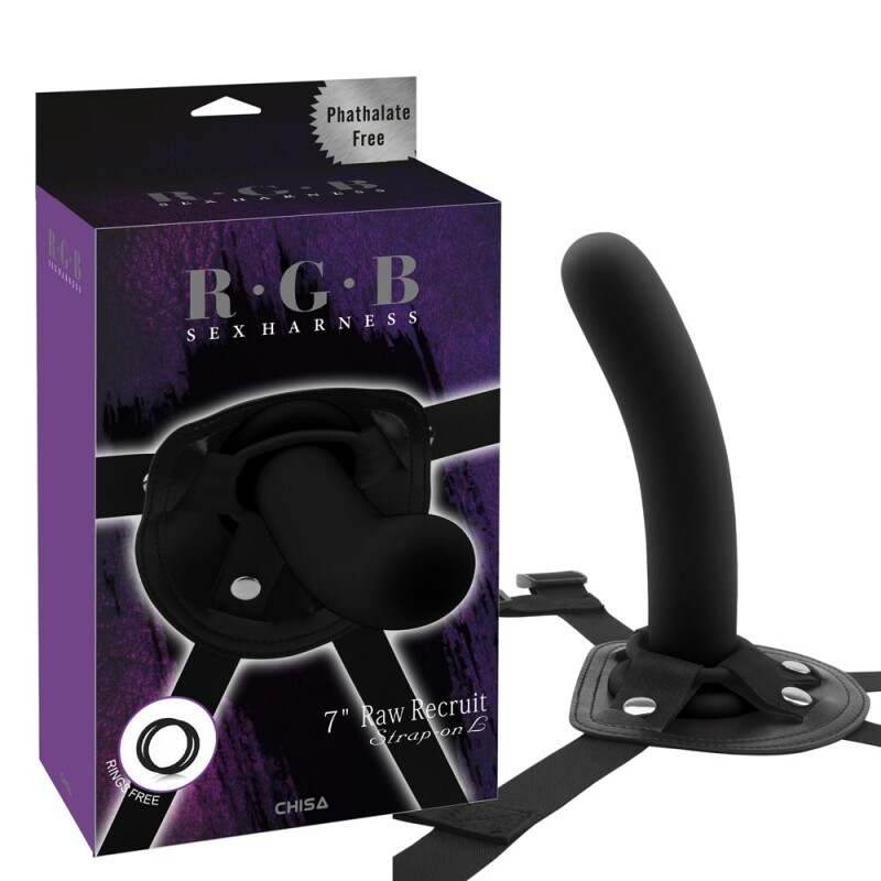 Страпон нереалістичний на трусиках Chisa R.G.B Sex Harness, з кільцевим кріпленням, чорний, 17.8 х 3.5 см