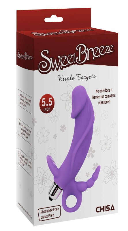Вібратор потрійний реалістичний Chisa Sweet Breeze, фіолетовий, 14.7 х 3.7 см - Изображение 1