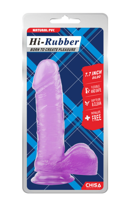 Фалоімітатор реалістичний на присосці Chisa Hi-Rubber фіолетовий, 19.5 х 4.5 см - Зображення 5