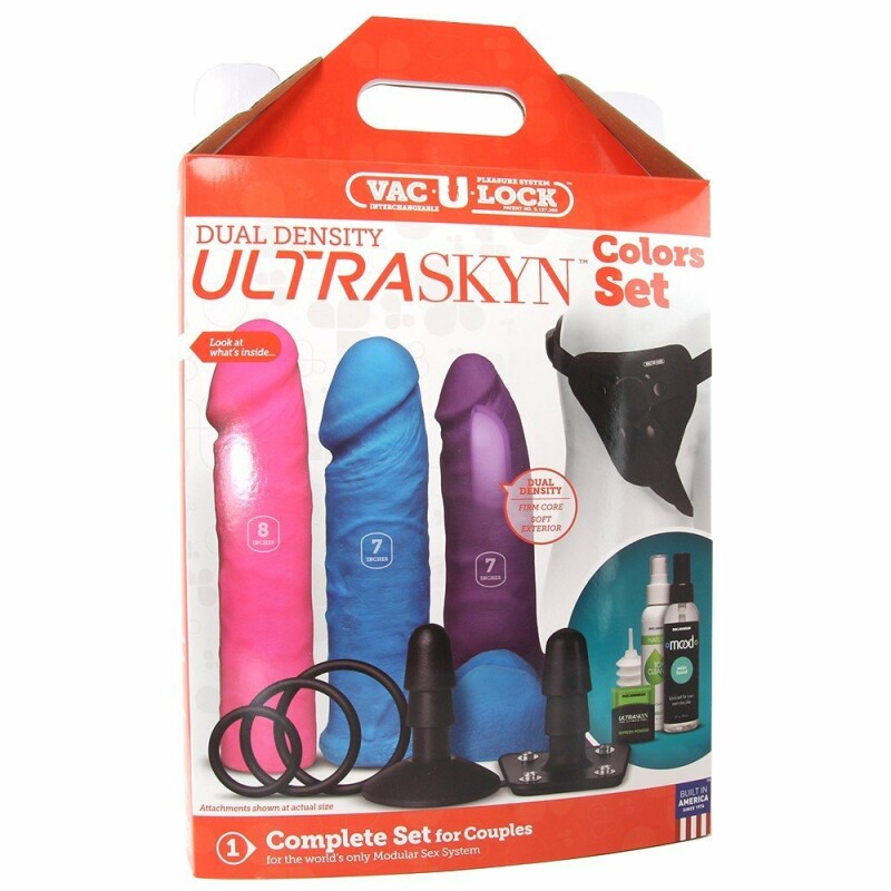 Набір реалістичних кольорових страпонів, Dual Density, Vac-U-Lock - Изображение 5