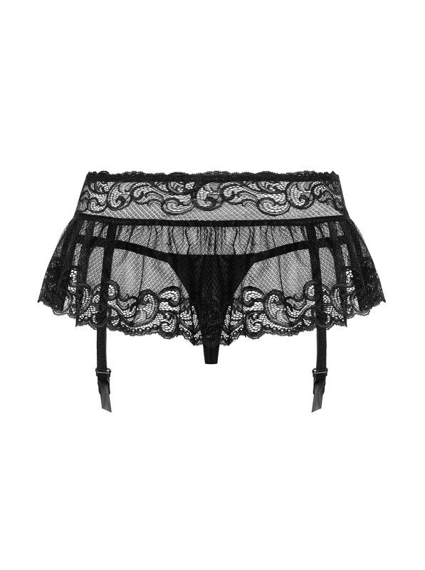 Пояс для панчіх чорний з мереживом GARTER BELT L / XL - Зображення 8