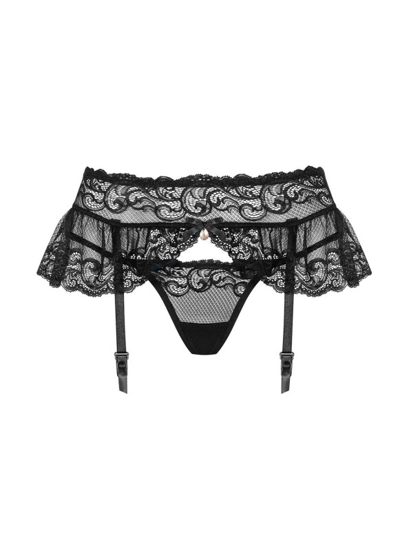 Пояс для панчіх чорний з мереживом GARTER BELT L / XL - Зображення 7