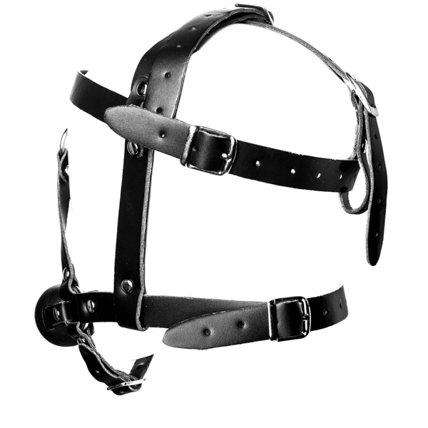 Збруя на голову з кляпом чорна - Зображення 2