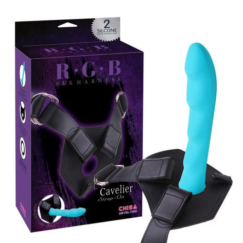 Страпон Chisa Cavelier на трусиках, блакитний, 18 х 3 см