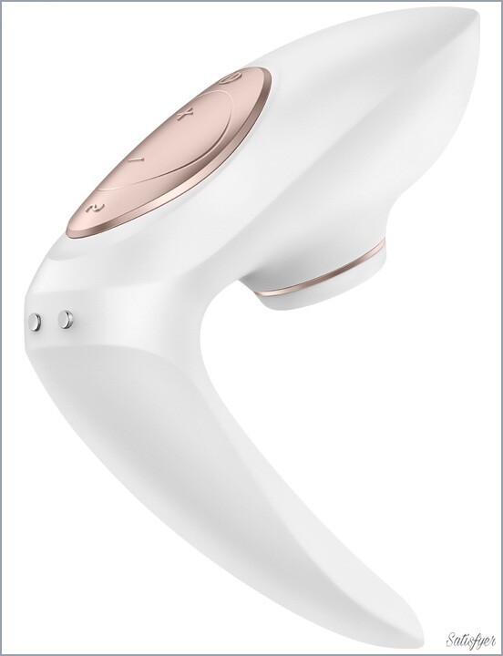 Вібратор для пар Satisfyer Pro 4 Couples з вакуумом, білий, 9.7 х 3.8 см