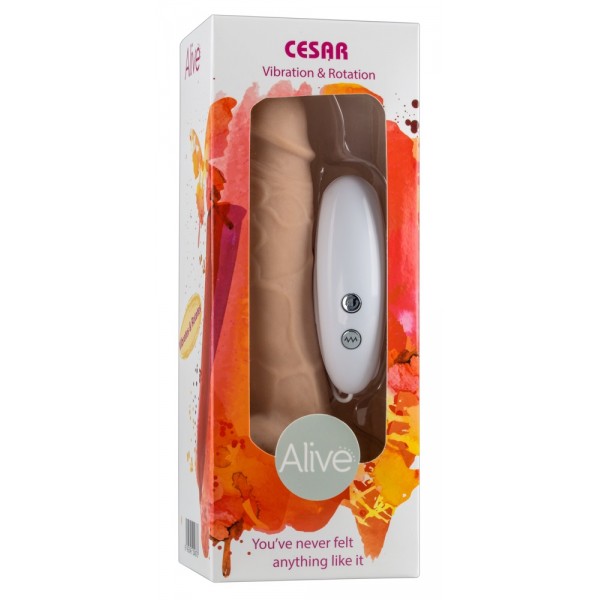Вібратор реалістичний Alive Cesar з ротацією та пультом, бежевий, 18 х 3.8 см - Зображення 1