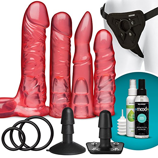 Страпон Doc Johnson Vac-U-Lock-Crystal Jellies Set