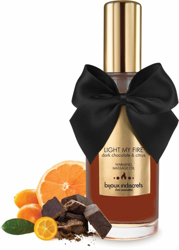 Зігріваюча масажна олія для поцілунків Light My Fire від Bijoux Indiscrets, з ароматом та смаком шоколаду та апельсина, 100 мл - Зображення 1
